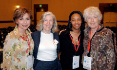 Rosa Gatti, second from left, at the 2007 CoSIDA Convention in San Diego with (l to r) Tammy Boclair (formerly of Vanderbilt), April Emory (formerly of Elizabeth City State) and the late MaryJo Haverbeck of Penn State.